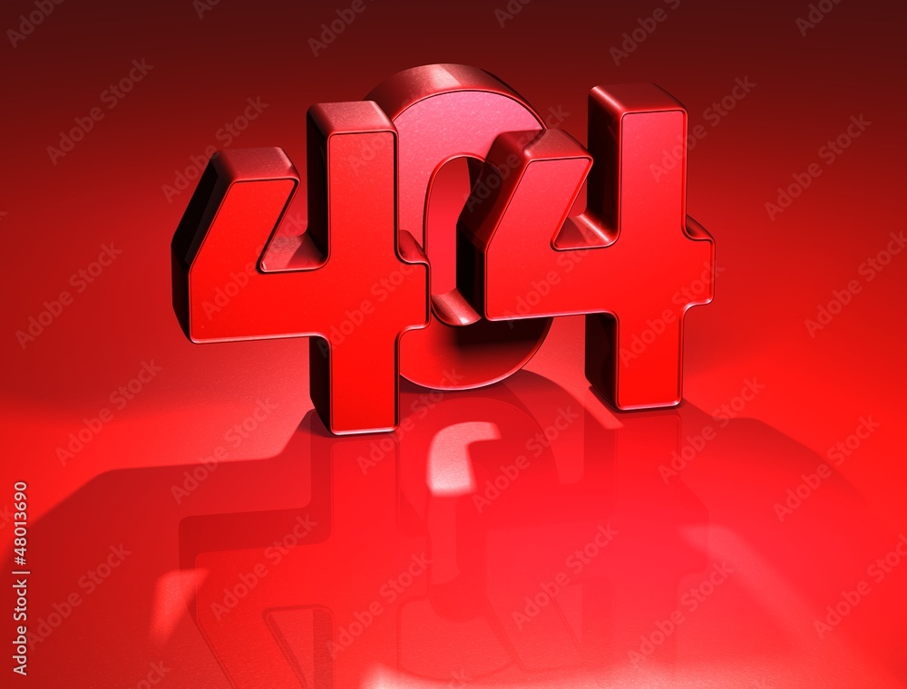 Aufkleber 3d 404 error on red background