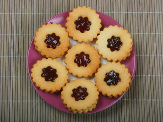 Biscuit with marmalade top view