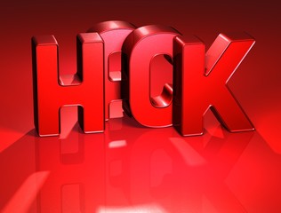 3D Word Hack on red background