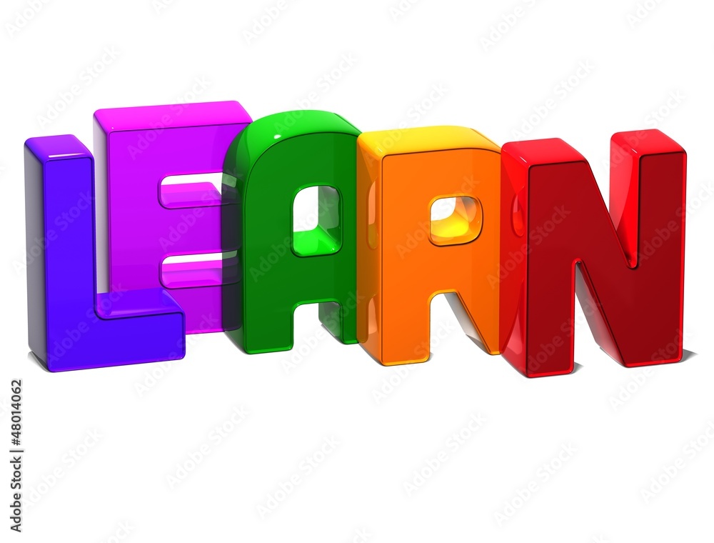 Poster 3d word learn on white background