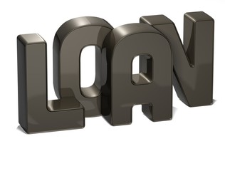 3D Word Loan on white background