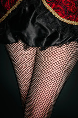 Obraz na płótnie Canvas Legs of a youn woman against dark background