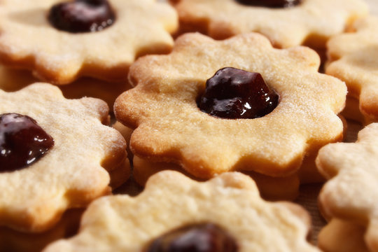 Homemade sweet cookies filled with jam