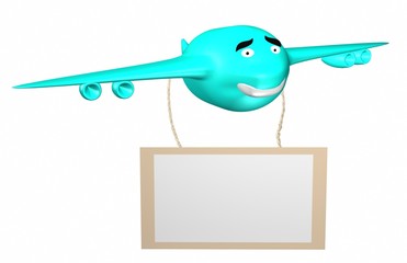 Cartoon smiling isolated airplane with panel