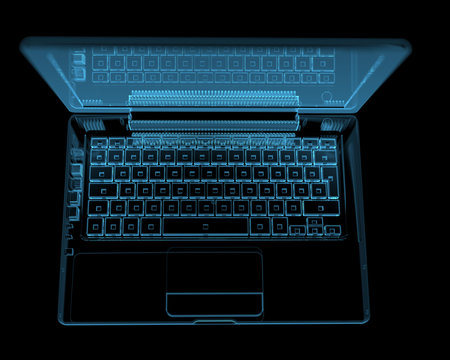 Modern laptop isolated on black