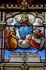 Obraz na płótnie Canvas Sainte Marie, Vitrail de l'église Saint Seine de Corbigny, Bourgogne