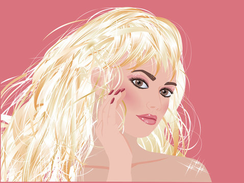 Blonde glamour fashion  girl , vector illustration