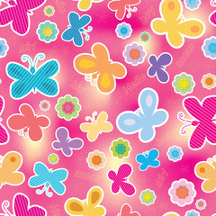Naklejka premium Application of flowers and butterflies