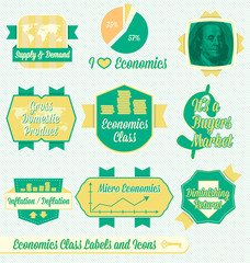 Vector Set: Vintage Economics Class Labels and Icons