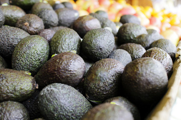 avocados on display at market