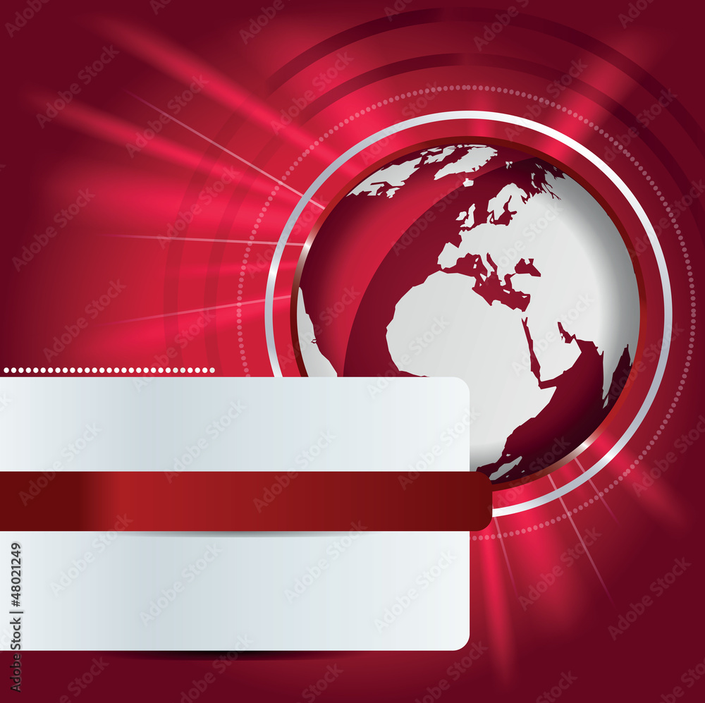 Poster Abstract vector background with red globe