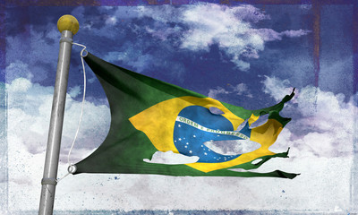 Tattered brazilian flag
