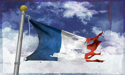 Tattered french flag
