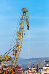 Fototapeta na wymiar Industrial crane in the shipyard