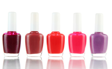 set of nail polishes isolated on white