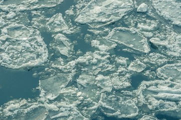 Cold chilly ice on the water