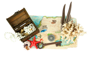 map of treasures isolated on white