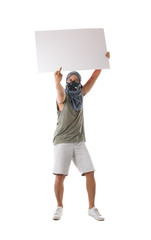 protestor isolated in white