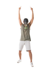 protestor isolated in white