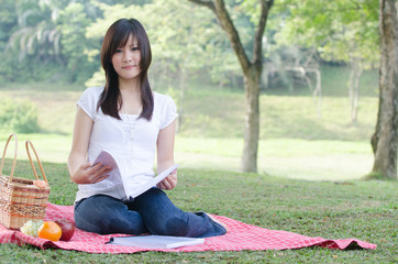 asian college girl sitting