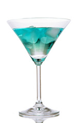Blue Lagoon cocktail isolated on white