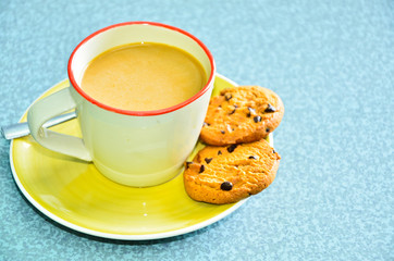 Heat one cup of coffee.