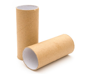 two empty toilet roll on white