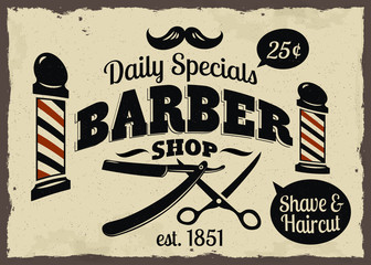 Obraz premium Barber Shop w stylu vintage