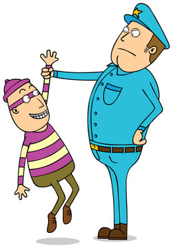policeman arresting thief cartoon clip art preview
