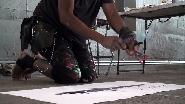 Street artist works