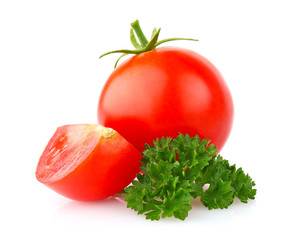 ripe tomato with branch parsley