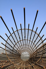 steel rebar component in a construction site