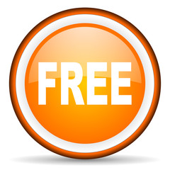 free orange glossy icon on white background