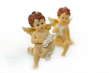 Two figurines of ceramic angels