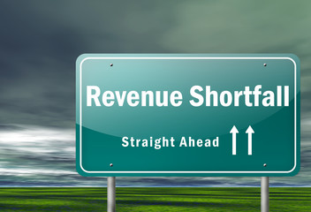 Highway Signpost "Revenue Shortfall"