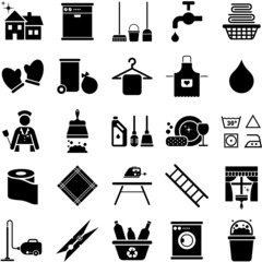 House Cleaning icons - obrazy, fototapety, plakaty
