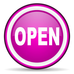open violet glossy icon on white background