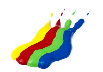 Paint coated on paper. Red, green, blue and yellow colors.