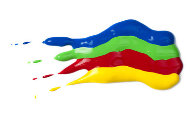 Paint coated on paper. Red, green, blue and yellow colors.