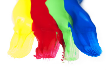 Paint coated on paper. Red, green, blue and yellow colors.