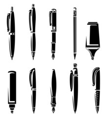 Pen and pencil markers collection set. Vector