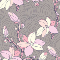 Obraz premium seamless vintage pattern with magnolia flower