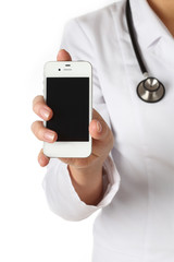 Doctor shows a mobile phone