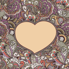 Ornamental frame on paisley background. Abstract design