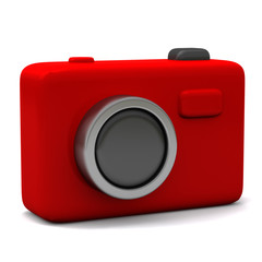 Red photo camera icon, 3d image