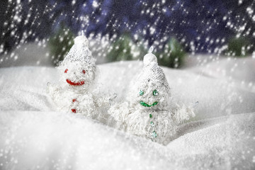 pair of happy snowmen