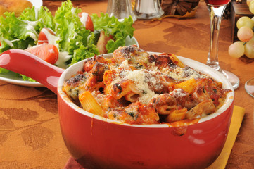 Three meat pasta bake