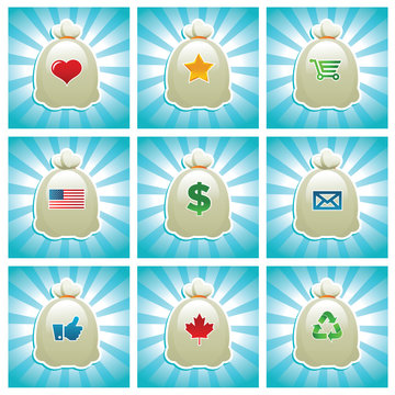 Mail Bags with Various Icons