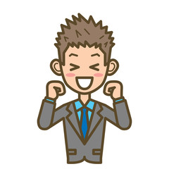 ビジネスマン　F01　上半身　喜ぶ