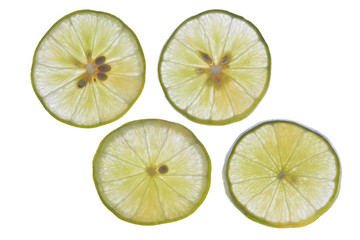 Lime slices isolated on white